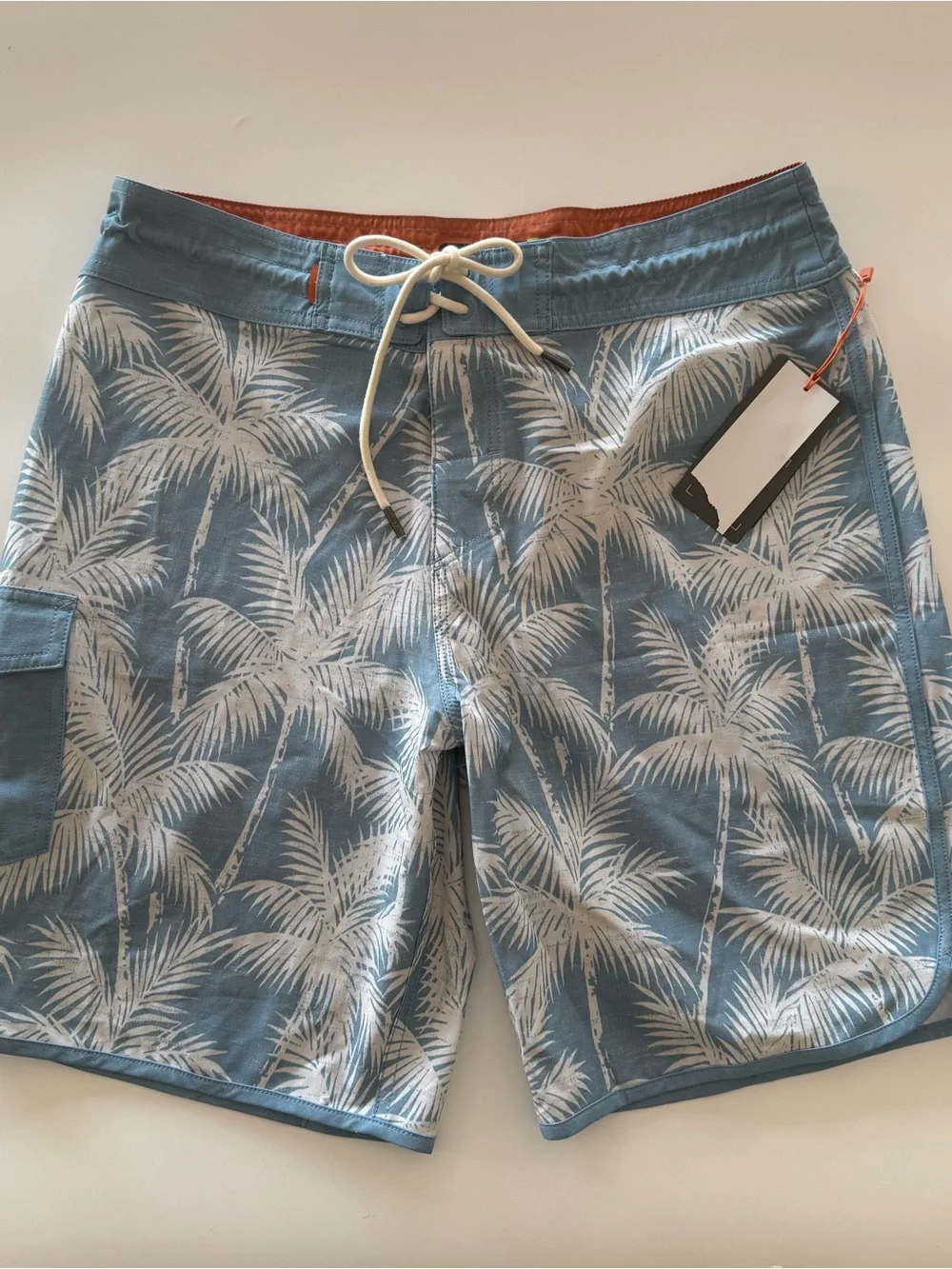 Quicksilver Waterman Board Shorts Swim Trunks New Palm Trees Blue Size 32